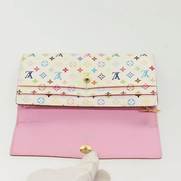 LOUIS VUITTON Multicolor Portefeuille Sarah Wallet White M93532 LV Auth 142372 - Picture 9 of 16